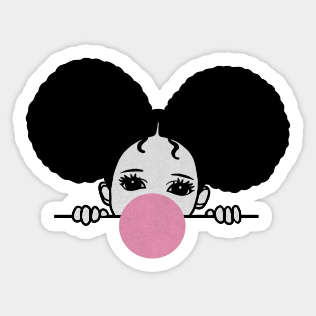 Cute Afro Girl Popping Gum, Black Girl Magic Sticker by logiamerch